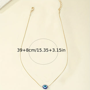 Unique Eye Pendant Necklace Copper 14K Plated Chain Elegant Punk Style Personality Female Necklace