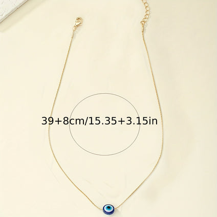 Unique Eye Pendant Necklace Copper 14K Plated Chain Elegant Punk Style Personality Female Necklace