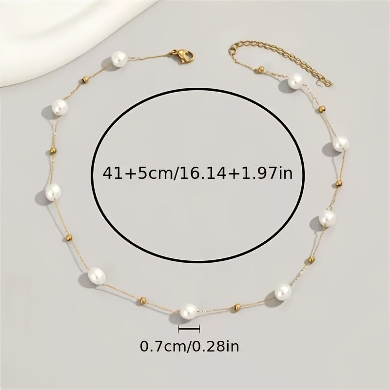 Golden Baroque Elegance: Vintage Faux Pearl Necklace for Women