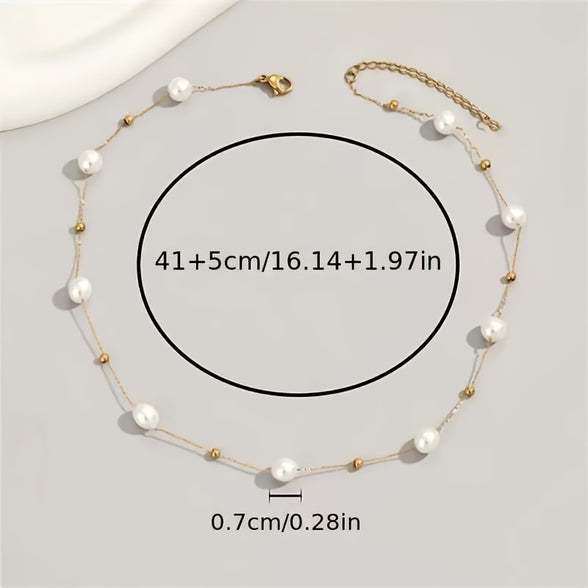 Golden Baroque Elegance: Vintage Faux Pearl Necklace for Women