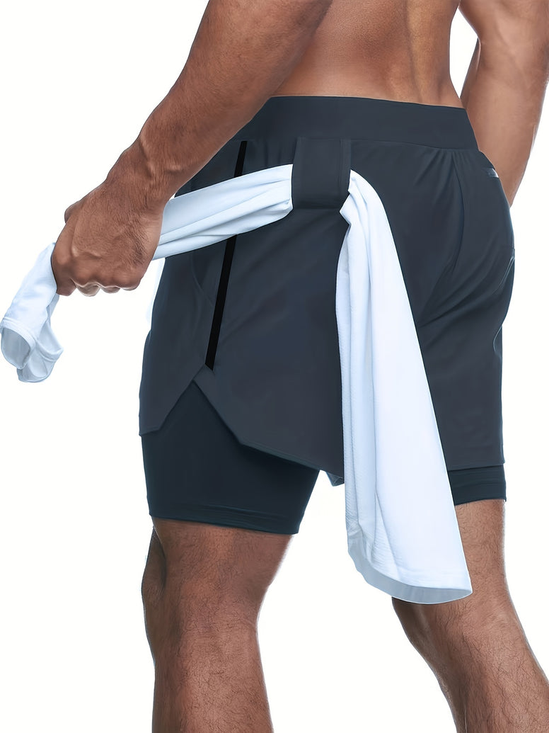 Men's 2-in-1 Swim Boxers: Double Layer Swimsuit Shorts for Summer Beach