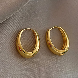 Copper Glossy Hoop Earrings: Vintage Style Women's Jewelry for Daily & Party Wear