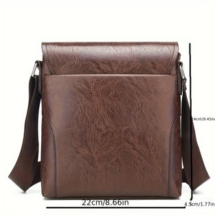 1pc Men's Vintage Crossbody Messenger Bag, Retro PU Shoulder Tote Bag, Casual Handbag For Business