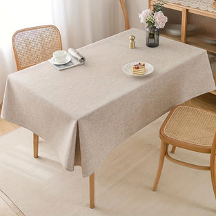 1pc, Polyester Tablecloth, Beige Table Cloth, Rectangle Simple Style Table Cloth, For Picnic Holiday Party, Camping, Weddings, Birthday, Parties, Restaurants Or Buffet, Tabletop Protection, Home Kitchen, Dining Table Decor