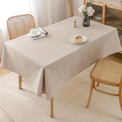 1pc, Polyester Tablecloth, Beige Table Cloth, Rectangle Simple Style Table Cloth, For Picnic Holiday Party, Camping, Weddings, Birthday, Parties, Restaurants Or Buffet, Tabletop Protection, Home Kitchen, Dining Table Decor