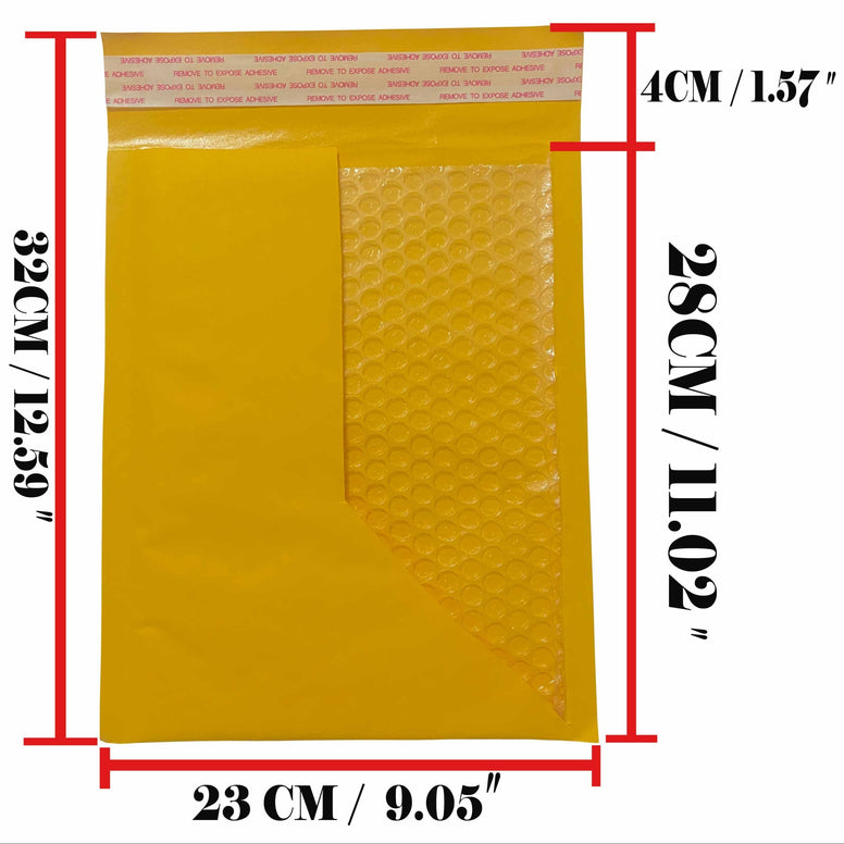 حقائب بريدية فقاعة كرافت صفراء 10 عبوات 9x11 بوصة مع غلاف مبطن ذاتي اللصق للشحن الآمن