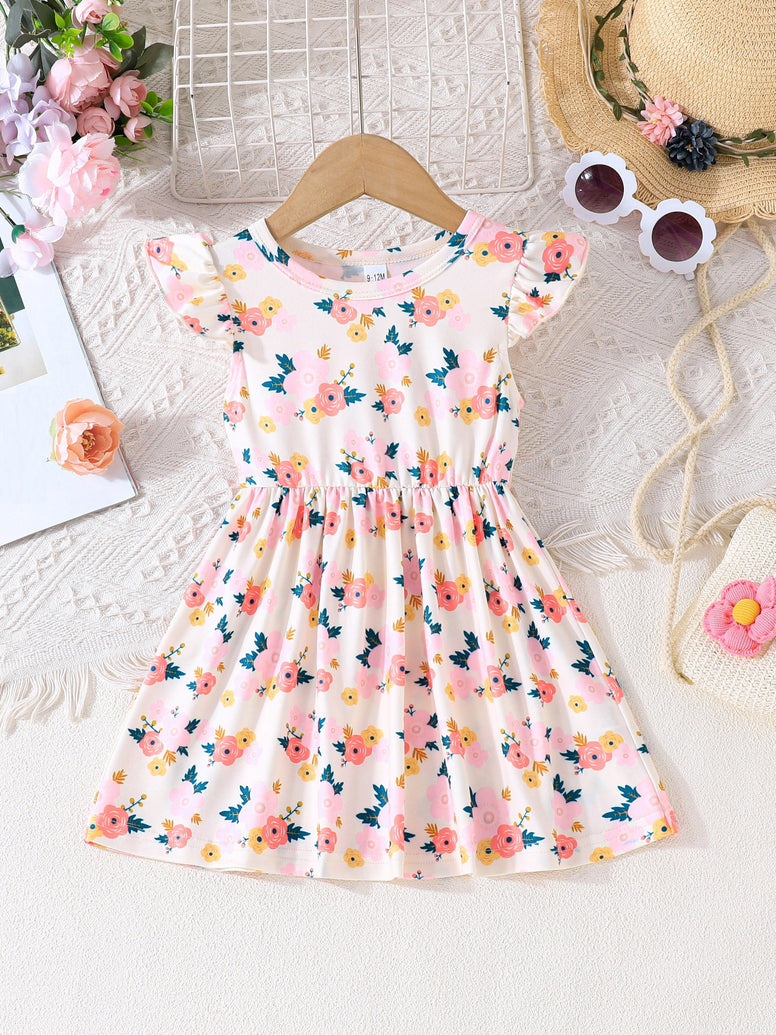 3pcs Baby's Flower Polka Dots Pattern Casual Dress - Adorable Infant Toddler Girls Clothing for Summer