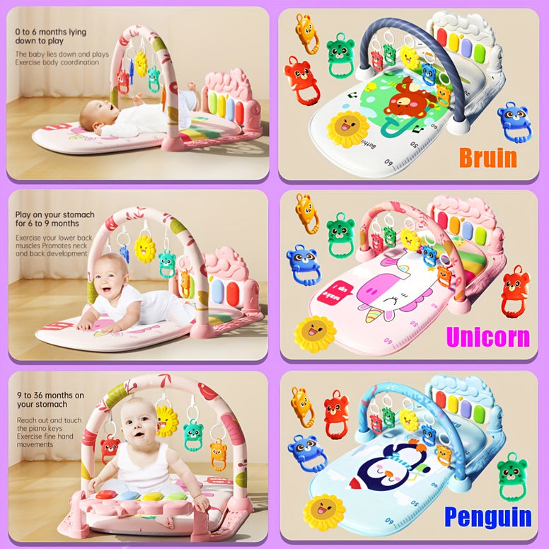 Musical Baby Activity Mat Soft Tummy Time Play mat with Hanging Toys