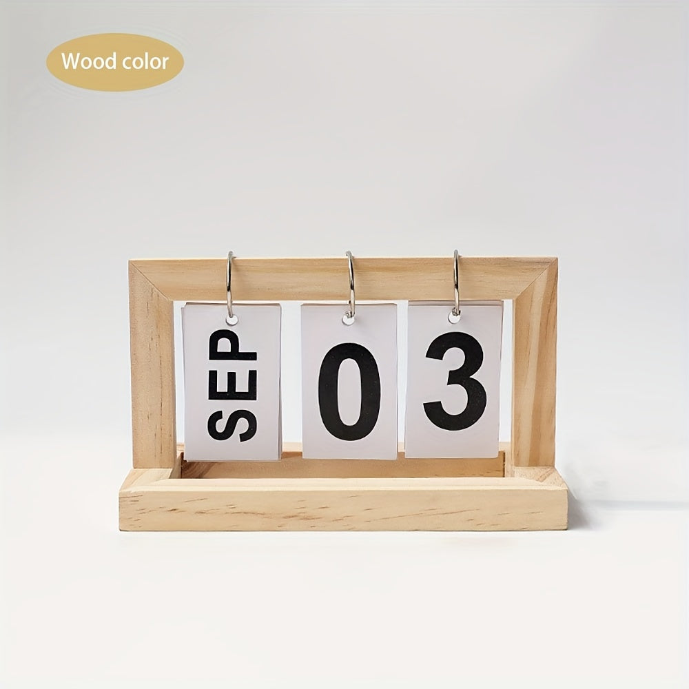 Elegant Wooden Desk Calendar with Bilingual Display in English and Arabic