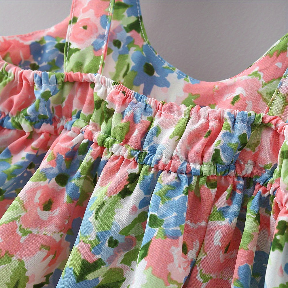 Sweet and Stylish: Puffy Cami Dress with Bow Hat for Baby Girls