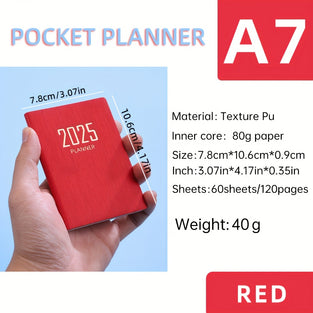 Weekly Calendar Notebook Portable Pocket Planner A7 Size