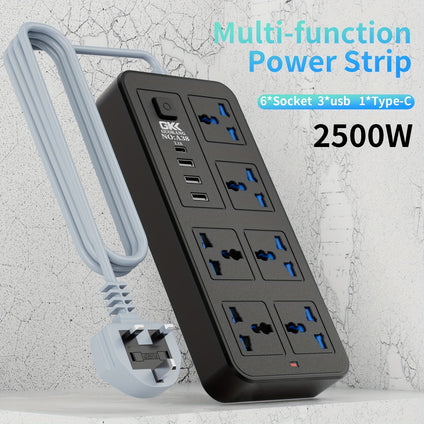 1pc UK 6 Way Power Strip Outlets Extender