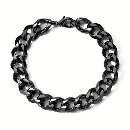 Black stainless steel chain bracelet for stylish unisex jewelry