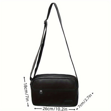 1pc Simple PU Leather Crossbody Bag, Retro Shoulder Bag