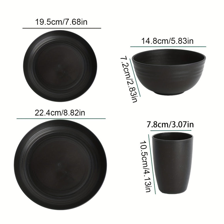 Plastic Dinnerware Set Microwave Dishwasher Safe Sturdy and Versatile for Everyday Use 16 Pieces