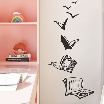 1pc Cartoon Wall Sticker, Book, Removable Waterproof Vinyl Waterproof Sticker, Suitable For Living Room Office School Classroom Decoration, Home Decoration, 29.97*59.94cm