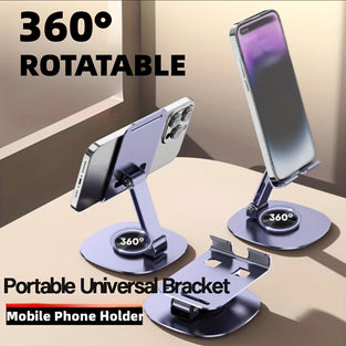 360 Rotatable All-Aluminum Mobile Phone & Tablet Holder: Ideal for Productivity and Entertainment on the Go