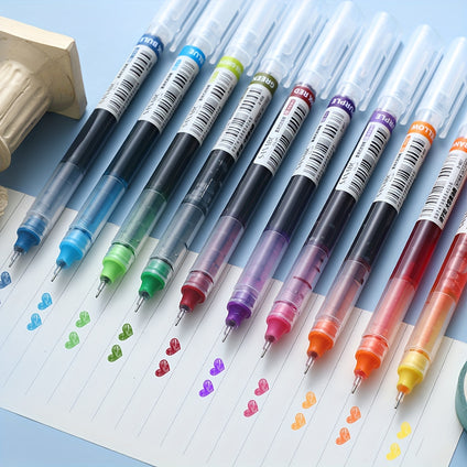 10-Pack Of Quick-Drying Color Neutral Ballpoint Pens - 0.5mm Needle Carbon Pens - Perfect For Students!