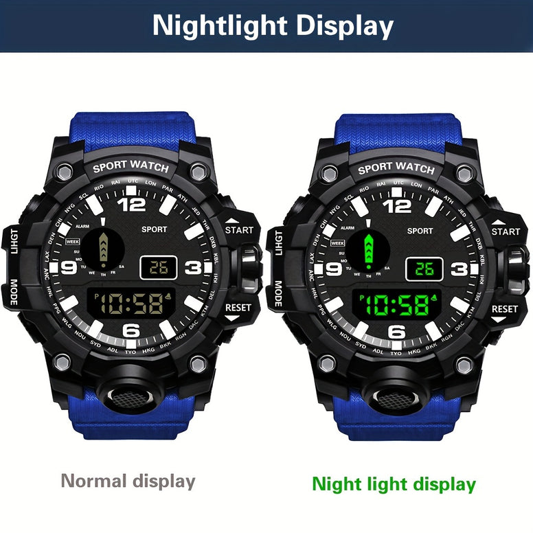 Large Dial Men's Sports Round Digital Backlight Electronic Watch - The Perfect Gift Choice