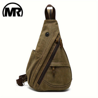 1pc Canvas Chest Bag, Simple Fashion Crossbody Bag