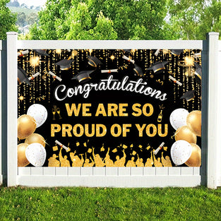 1pc, Graduation Season Decoration Banner, 180cm * 115cm/70.8 Inches * 45.3 Inches, We Are Proud Of You. Theme Graduation Party Decoration, Celebration Graduation Ceremony Decoration Banner, Graduation Event Photo Decoration Background Banner.