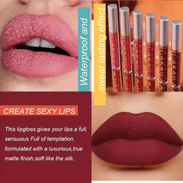 Matte Liquid Lipstick Set: Dark Red Waterproof Lip