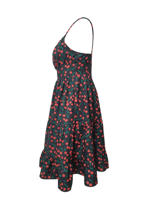 Full Printed Spaghetti Strap Dress, Casual Sleeveless Dress For Spring & Summer, Women's Clothing