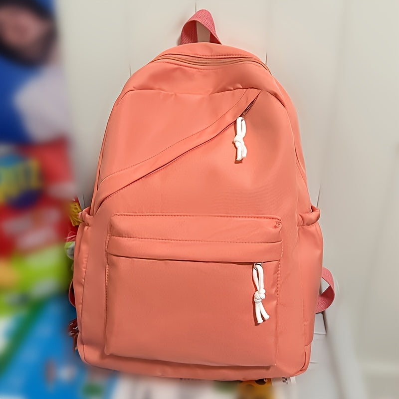 Chic Solid Color School Backpack for Students