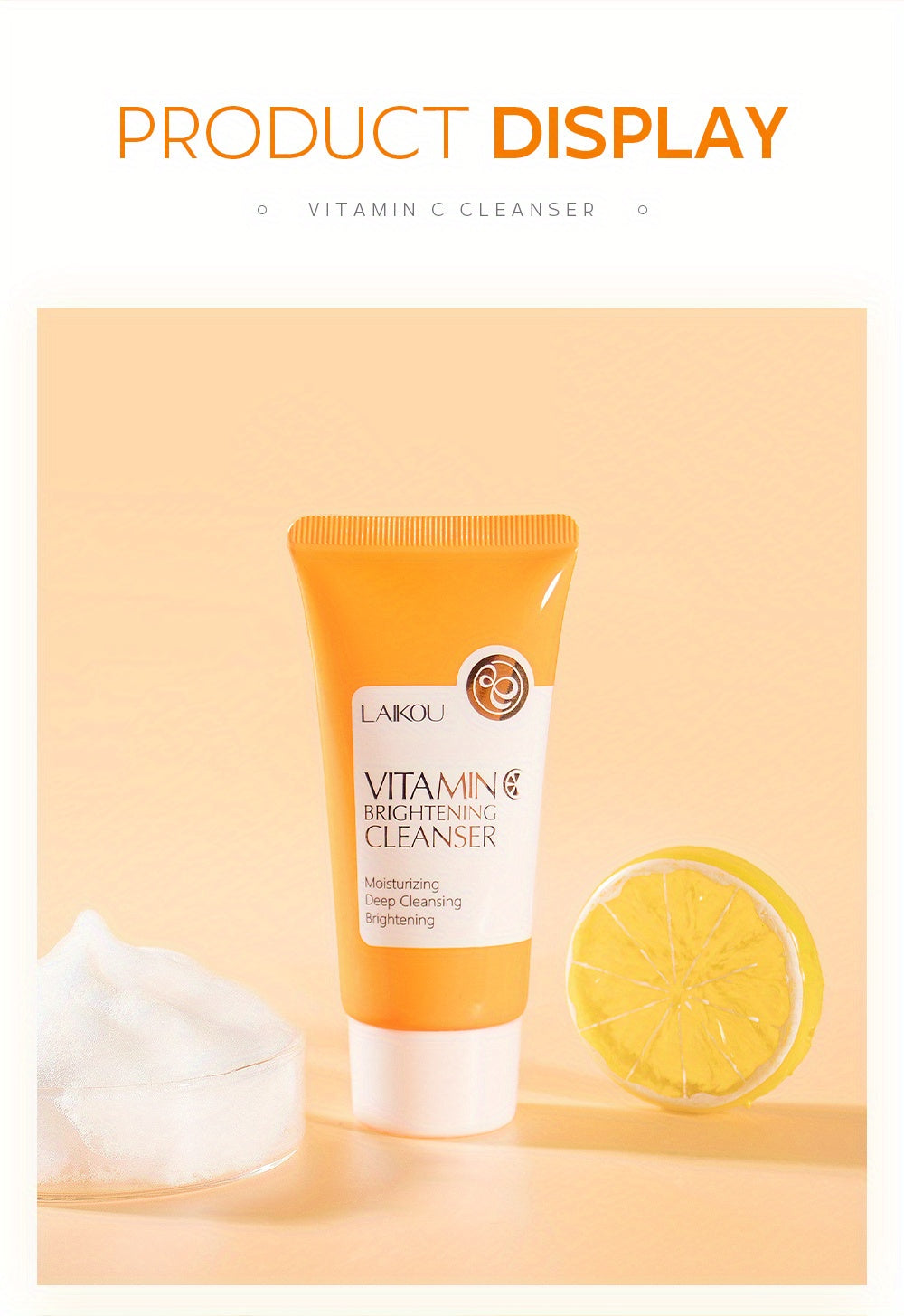 1pc 50g Vitamin C Cleanser, Facial Wash Cleanser, Gentle Cleansing Pores Cleanser, Brightening Oil Control Cleanser