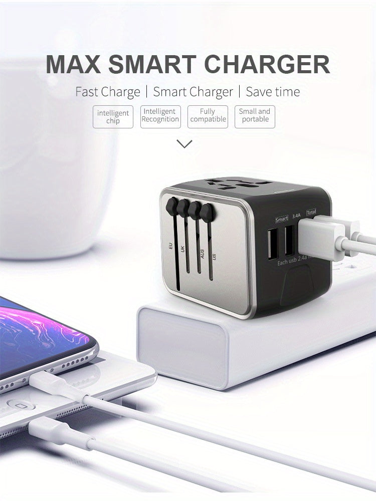 Universal Travel Adapter: High-Speed Power for 170  Countries