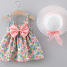 Sweet and Stylish: Puffy Cami Dress with Bow Hat for Baby Girls