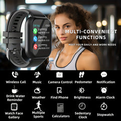 Full Touch Screen Smart Watch for Women | Music Control, Pedometer, Notifications | Compatible with iOS/Android | Ideal Gift for Friends, Couples, Wife, Husband