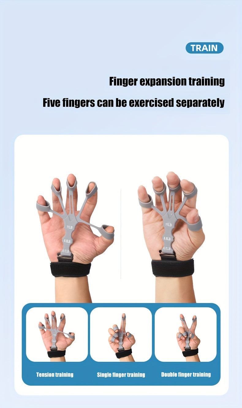 Silicone 5-Finger Trainer Hand Exerciser with Wristband: Perfect for Hand Stretching and Recovery Training