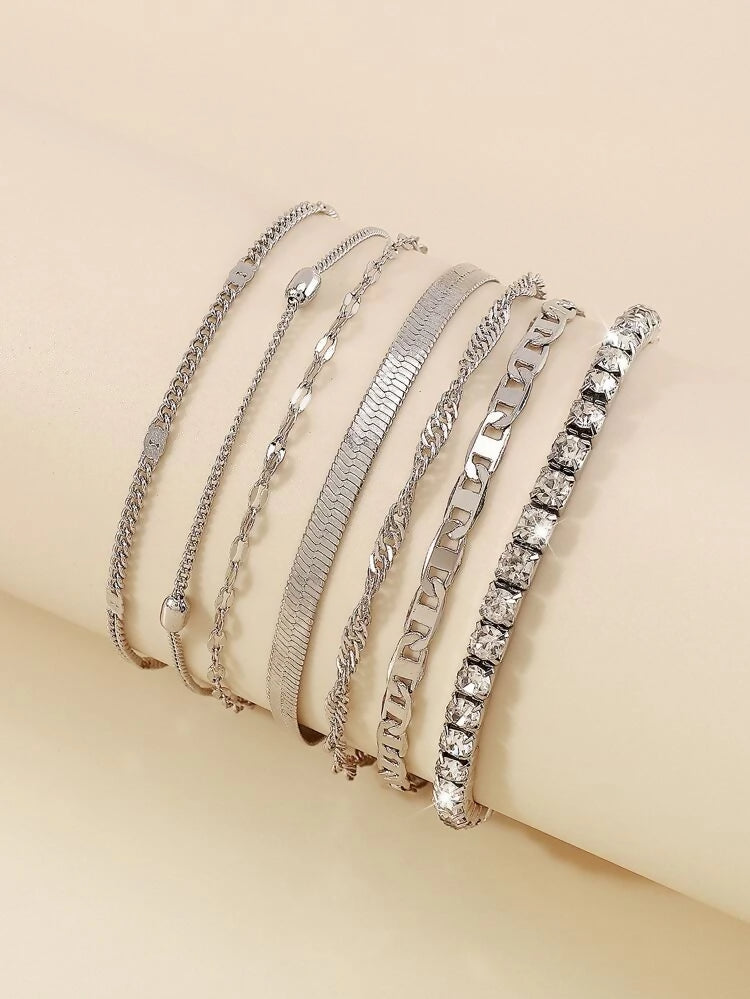 Rhinestone decor bracelet 5 pieces