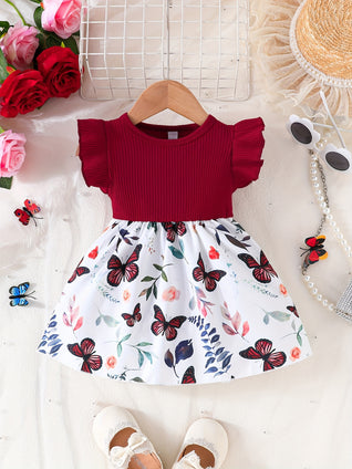 Baby's Cartoon Butterfly Leaves Pattern Dress: The Perfect Holiday Gift for Toddler Girls