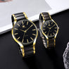 Golden Black Classic Business Quartz Watches: Perfect Couple Gift Set