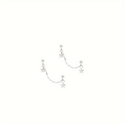 Star Double Ear Hole Dangle Earrings Chain Tassel Earrings Jewelry Double Piercing Drop Earrings For Women