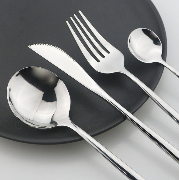 Stainless Steel Cutlery Set with Reflective Polished Finish in Elegant and Modern Design 24 Pieces