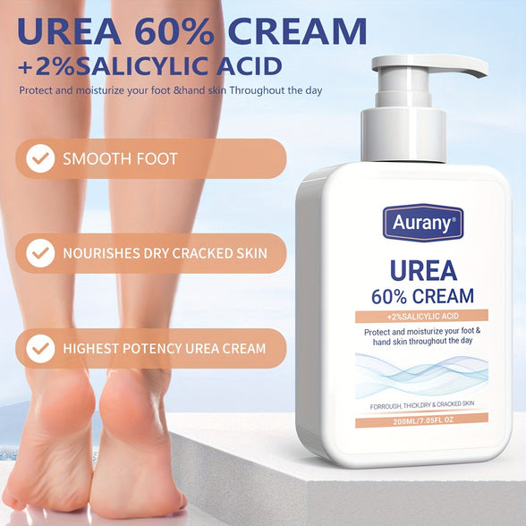 Intensive Urea Foot Cream with Salicylic Acid - Moisturize and Repair Rough, Dry Feet with 60% Urea Formula - Ideal for Feet, Knees, Elbows