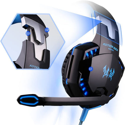 Immerse Yourself in Gaming: Premium Headset with Noise-Cancelling Mic, LED Lights, and Soft Memory Earmuffs