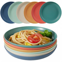 Wheat Straw Plates Lightweight Unbreakable Sturdy Plastic Dinner Plates Healthy Cereal Dishes Dishwasher Safe 6 Pack