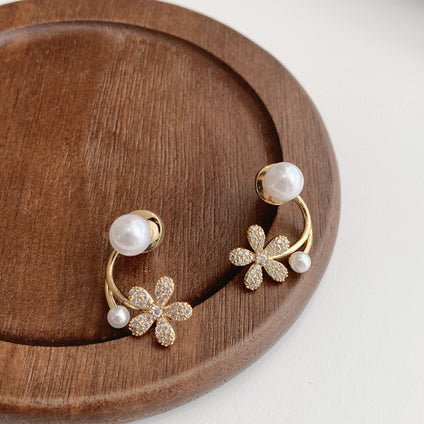 Niche Pearl Flower Earrings New Trendy Women's Small Earrings