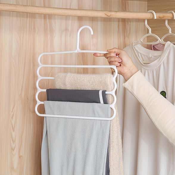 5-Tier Folding Pants Hanger - Space-Saving Metal Organizer