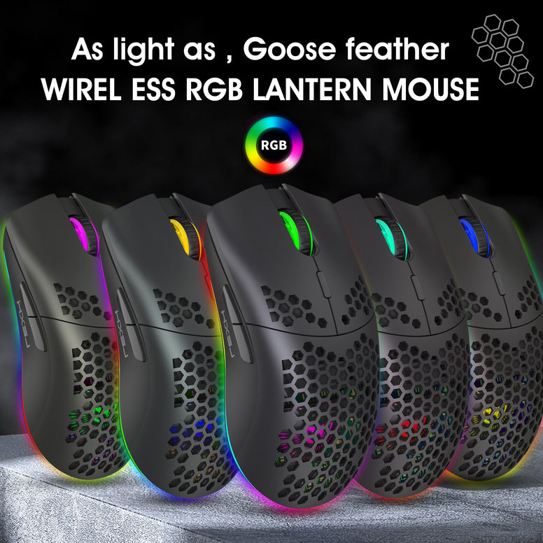 RGB ماوس لاسلكي مضيء قابل لإعادة الشحن بتصميم خلوي