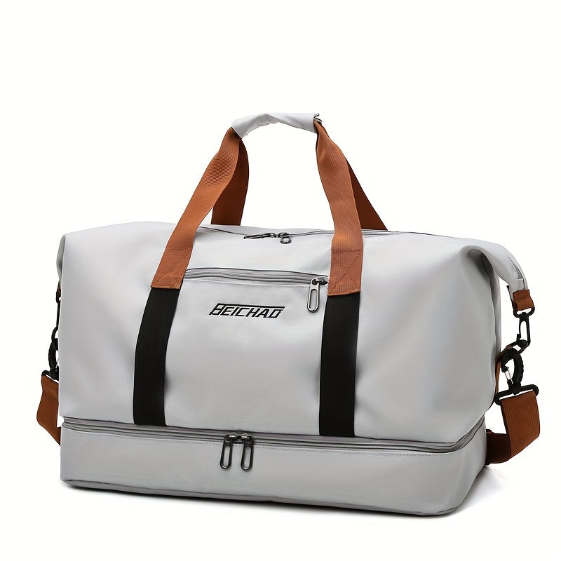 Ultimate Travel Companion: Large Capacity Boarding Luggage Bag with Shoe Compartment and Wet/Dry Separation