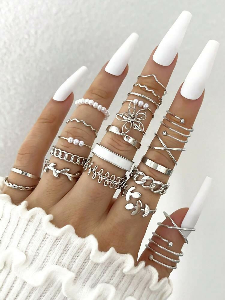 22 Pieces/Set Bohemian Style Geometric Decorative Retro Rings, Fake Emerald Stone and Multi Size Items Suitable for Wearing….