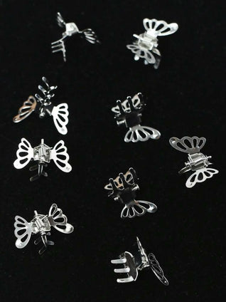 10pcs Mixed Colors Attractive and Cute Alloy Butterfly Hair Clips for Daily Use