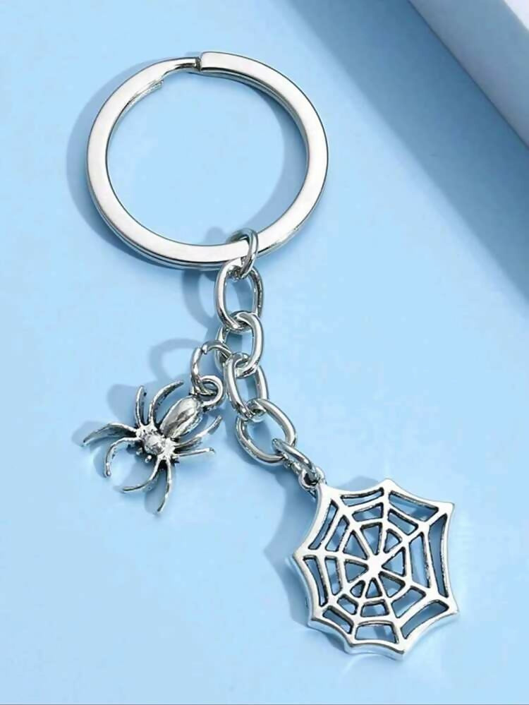 Alloy ladies 1pcs spider web and spider shape spherical pendant, chic and elegant for daily use, key Chain