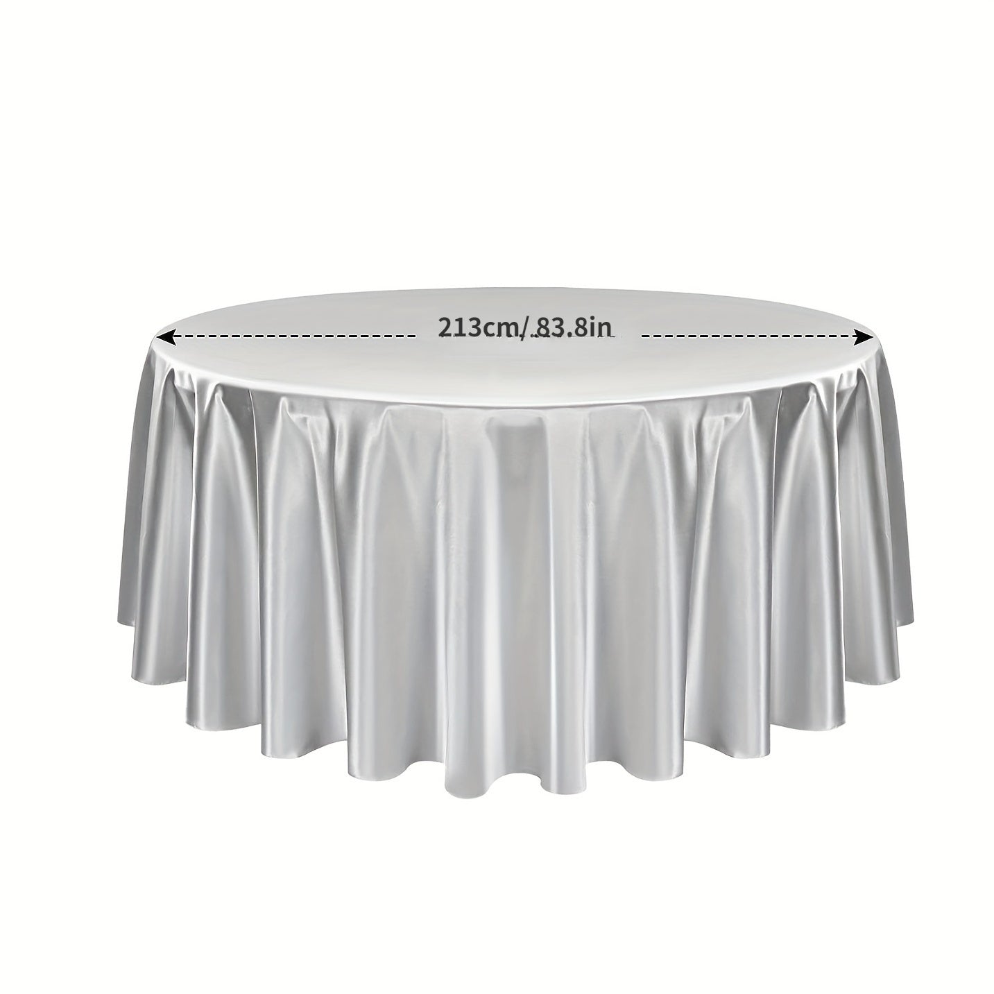 1pc Round Satin Tin Tablecloth Satin Table Cloth Round Bright Silk Table Cover Smooth Fabric Table Decoration Suitable For Wedding Banquet Table Decoration For Restaurant Party