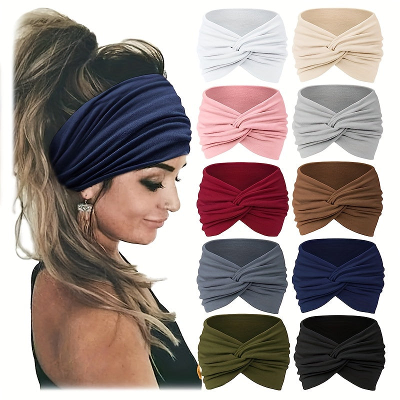 1pc Criss Cross Headband Wide Head Wrap Solid Color Sports Sweatband For Women Female Hair Accessories